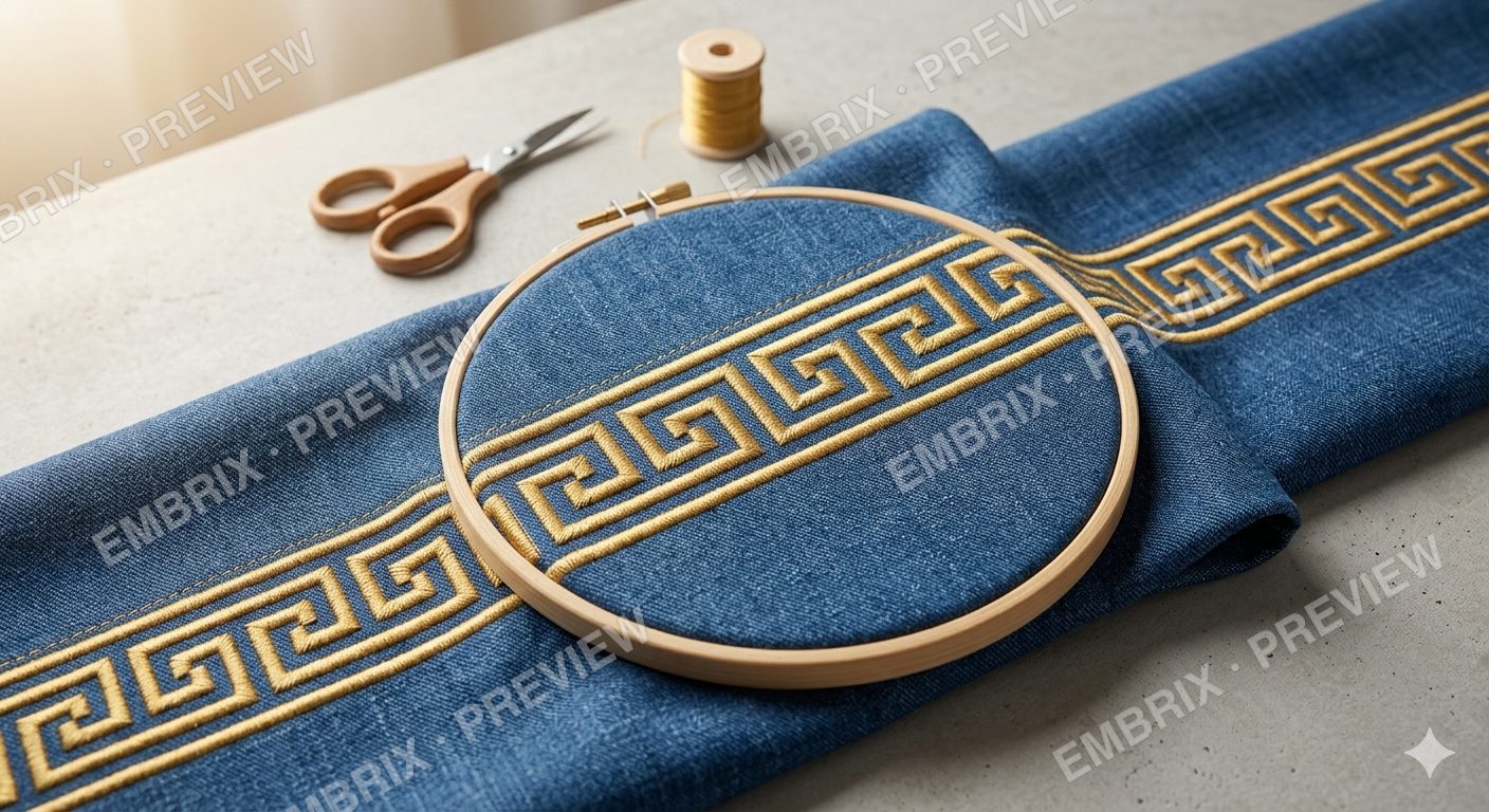 Modern Geometric Greek Key Border - Continuous Pattern